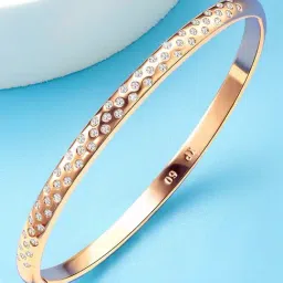 Peora Rose Gold Plated CZ Eternity Fancy Openable Kada Bracelet-picture-15