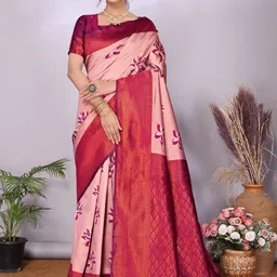 WOVENSTOCK Floral Zari Art Silk Handloom Kanjeevaram Saree-picture-21