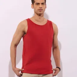 Hoversoul Maroon Cotton Regular Fit Sleeveless Round Neck Tank Tee-image-4