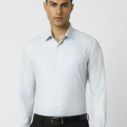 Van Heusen Men Spread Collar Windowpane Checked Cotton Slim Fit Formal Shirt-picture-39