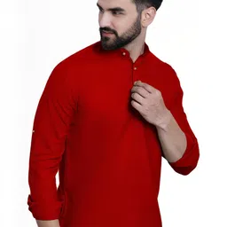 Edin Men Solid Cotton Kurtas image 5