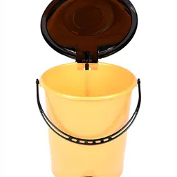 Kuber Industries  White & Yellow 2Pieces Dhakkan Pedal Dustbins With Lids 10 L Each image 2