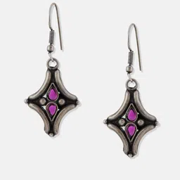 Fabindia Silver Contemporary Shaped Artificial Stone Teardrop Stud image 3