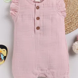 Cot & Candy Sleeveless Round Neck Solid Muslin Romper  -Pink Blush-picture-11