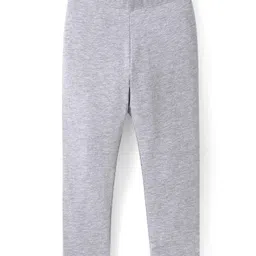 Babyhug Cotton Lycra Knit Full Length Solid Color Leggings with Stretch - Grey-picture-13