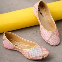boyz n galz Threadwork Detailed & Sequins Embellished Mojaris - Pink-picture-30