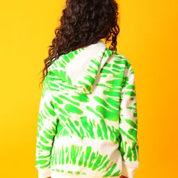 Anthrilo Fleece Knit Full Sleeves Tie & Dye Light Winter Hoodie - Green image 3