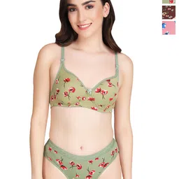 Liigne Women Pack Of 3 Everyday Padded Pure Cotton Bra Panty Set-picture-10