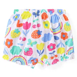 Babyhug 100% Cotton Knit Bloomers with Floral & Strawberry Print Pack of 3 - Multicolour image 3
