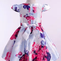 Mark & Mia Woven Cap Sleeves Party Dress With Floral Print & Bow Applique - White image 3