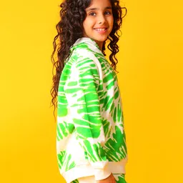 Anthrilo Fleece Knit Full Sleeves Tie & Dye Light Winter Hoodie - Green image 4