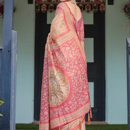 ALMAARI FASHION Ethnic Motifs Printed Pure Cotton Jamdani Saree & Unstitched Blouse Piece image 3