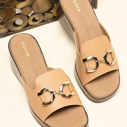 Rocia Women Textured Buckled Platform Heels Sandals-picture-19