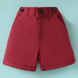 ToffyHouse Poplin Woven Half Sleeves Printed T-Shirt & Shorts With Bow & Suspender - Red image 4