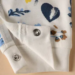 WOW Clothes Interlock Knit Full Sleeves Romper With Floral Print - Off White image 4