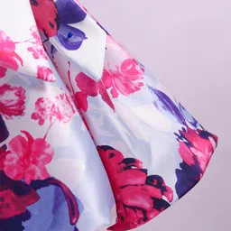 Mark & Mia Woven Cap Sleeves Party Dress With Floral Print & Bow Applique - White image 5