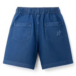 arias by lara dutta Arias Woven Half Sleeves Denim Shirt & Shorts Co-ord Set With Tree Embroidery - Blue image 5