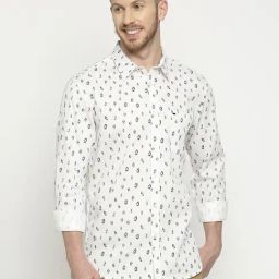 Basics White Slim Fit Printed Shirt-picture-8
