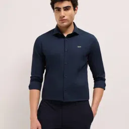 The Bear House Blue Cotton Solid Regular Fit Shirt-image-83