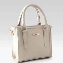 Carlton London Beige Medium Leather Satchel image 2