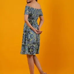 Globus Black & Blue Printed Fit & Flare Dress image 2