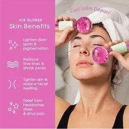 KINDRED Set Of 2 Facial Ice Globe Smart Cool Face Roller Ball- Pink image 4