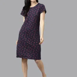 Kryptic Navy & Pink Cotton Printed Night Dress (Pack Of 2) image 4