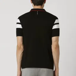 Van Heusen Black Regular Fit Printed Polo T-Shirt image 2