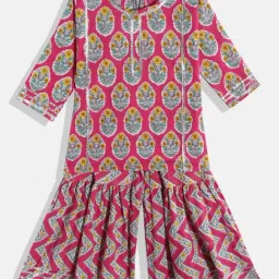READIPRINT FASHIONS Kids Pink Floral Print Kurta With Sharara-image-95