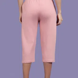 Kryptic Dusty Pink Cotton Plain Capris image 2