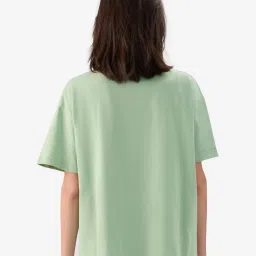 The Souled Store Mint Green Cotton Printed Oversized T-Shirt image 2
