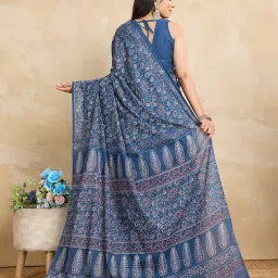 SHANVIKA Blue Pure Cotton Floral Saare image 2