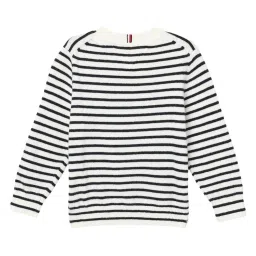 TOMMY HILFIGER White Base & Blue Sttripe Applique Regular Fit Pullover image 2