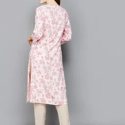 Melange by Lifestyle Pink Rayon Floral Print Kurta image 2