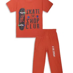 Vimal Jonney Kids Mint Green & Rust Printed T-Shirt Set image 2