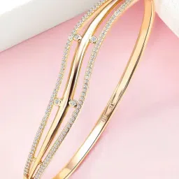 Peora Rose Gold Plated Cubic Zirconia Fancy Openable Kada Bracelet-image-54