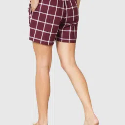 Van Heusen Maroon Checks Shorts image 2