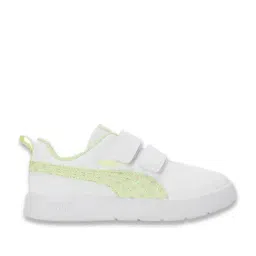 Puma White Courtflex V3 Dotty Kid's Sneakers-image-2