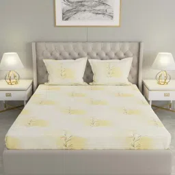 Raymond Home Jazzy Yellow 120 TC Cotton Queen Bedsheet with 2 Pillow Covers image 2