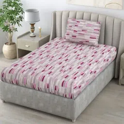 Bombay Dyeing Printed Pink 120 Tc Cotton Single Bedsheet 1 Pillow Cover-image-11
