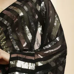 Jaipur Kurti Black Embellished Saree With Unstitched Blouse image 5