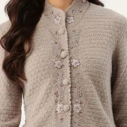 Apsley Beige Regular Fit Embellished Cardigan image 3