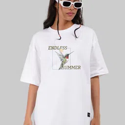 Underrated Club Women Bio Finish Graphic Printed Round Neck Pure Cotton Oversized T-shirt-image-11