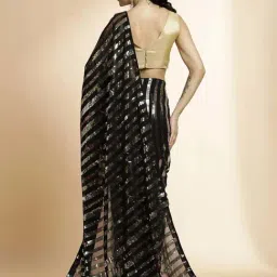 Jaipur Kurti Black Embellished Saree With Unstitched Blouse image 2