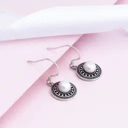 GIVA 925 Oxidized Silver Pearl Dangle Earrings for Women & Girls-picture-11