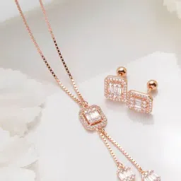Zavya 925 Silver Cherished Luminance Rose Gold Plated Jewellery Set for Women-image-20