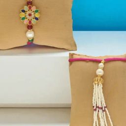 Sri Jagdamba Pearls White Bandhan Sutra Bhaiya Bhabhi Thin Rakhis-picture-38