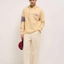 The Bear House Beige Cotton Printed Regular Fit Hoodie image 5