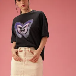 DressBerry Printed Drop-Shoulder Sleeves Relaxed Fit Pure Cotton T-shirt-picture-10