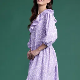 DressBerry Floral Print Puff Sleeve Fit & Flare Dress-image-19